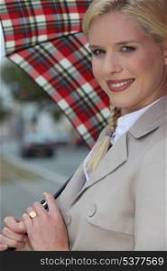 Scottish woman with umbrella