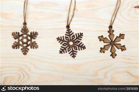 scrapbook background. Christmas, snowflakes on a wooden background