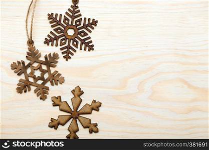 scrapbook background. Christmas, snowflakes on a wooden background