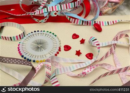 scrapbook background. ribbon with decoration