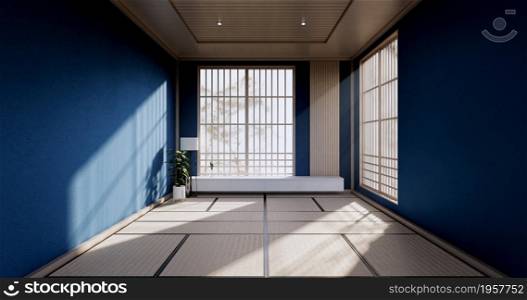 Screen Empty dark blue room interior 3d rendering