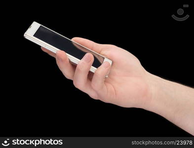 screen mobile phone in female hand