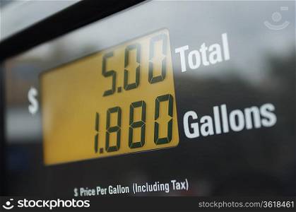 Screen of gas pump, close-up