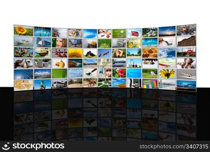 Screens TV panels. Television production technology concept