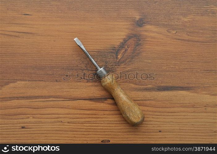 Screwdriver on wood