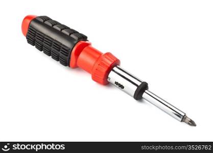 screwdriver with removable bits isolated on white