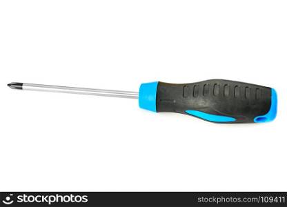 Screwdrivers isolated on a white background with clipping path. Flat lay, top view. Free space for text.