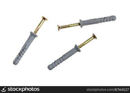 screws and plugs isolated on white background