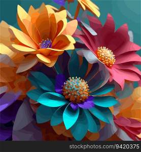 Sculpted Blossoms: Abstract 3D Artwork Showcasing Flower Forms