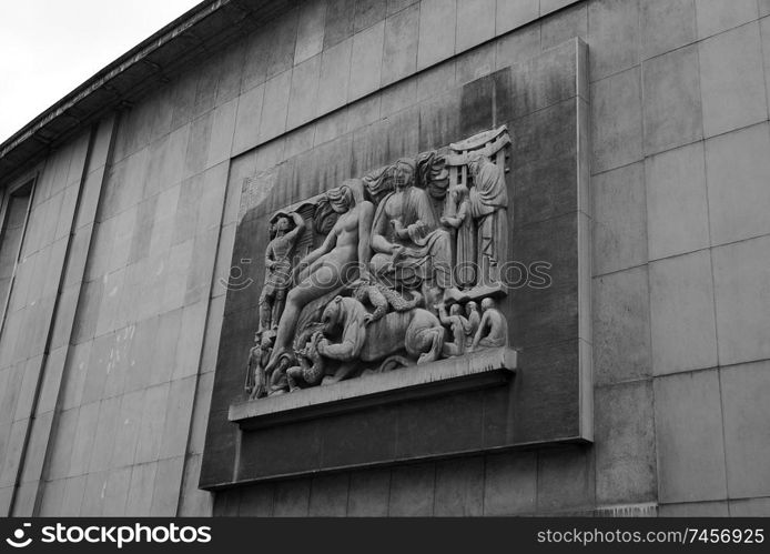 Sculpted mural in Paris France