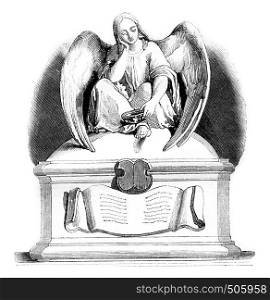 Sculpture, A Throne for the poor, vintage engraved illustration. Magasin Pittoresque 1842.