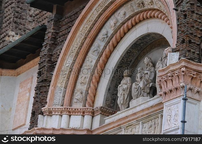 Sculpture at the Basilica of San Petronio in Bologna. Italy