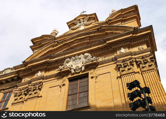 Sculpture composition on building of Court of Justice on Piazza San Firenze, Florence, Italy