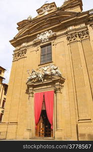 Sculpture composition on building of Court of Justice on Piazza San Firenze, Florence, Italy