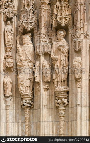 Sculpture in stone of Saint Paul church. (Built 1445-1616) Valladolid, Spain.