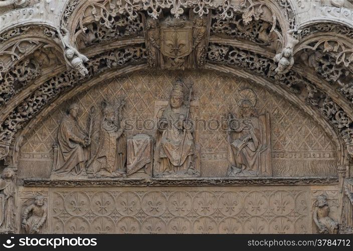 Sculpture in stone of Saint Paul church. (Built 1445-1616) Valladolid, Spain.