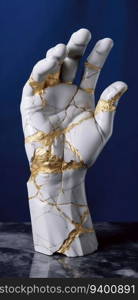 Sculpture of a Broken Marble Stone Hand. Generative ai. High quality illustration. Sculpture of a Broken Marble Stone Hand. Generative ai