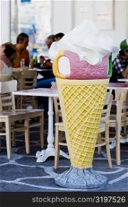 Sculpture of an ice-cream cone at a restaurant, Greece