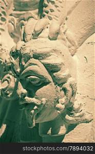 Sculpture of Demon at Shrinath Mhaskoba Temple, Kodit, Sasvad, Maharashtra, India.
