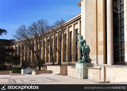 Sculpture of (Hercules) Heracles near museums building, Trocadero, Paris