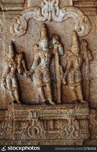 Sculpture of Lord Rama, Lakshman and Sita at the Vittala Temple, Hampi, Karnataka, India. Sculpture of Lord Rama, Lakshman and Sita at the Vittala Temple, Hampi, Karnataka, India.