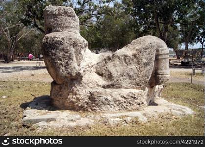 Sculpture of mayan god Chac-mool in Chichen Itza, Yucatan, Mexico