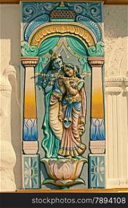 Sculpture of Radha Krishna at Shrinath Mhaskoba Temple, Kodit, Sasvad, Maharashtra, India. Radha Krishna are collectively known within Hinduism as the combination of both the feminine as well as the masculine aspects of God. Krishna is referred as svayam bhagavan in Gaudiya Vaishnavism theology and Radha is Krishna&rsquo;s supreme beloved.