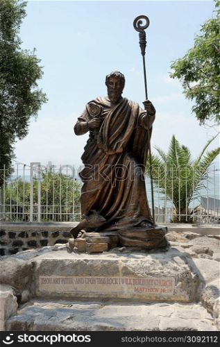 Sculpture of St. Peter in Capernaum, near the Modern Memorial. Sculpture of St. Peter
