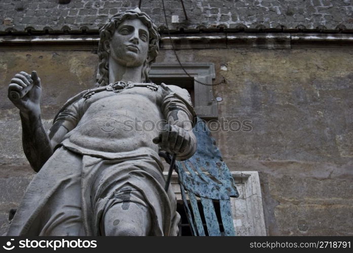 sculpture of the arcangel standing in the courtyard of Castel Sant Angelo in Rome