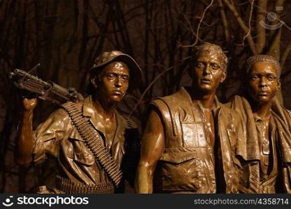 Sculpture of three soldiers at a memorial, Vietnam Veterans Memorial, Washington DC, USA