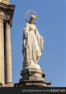 Sculpture of Virgin Mary in center of Lviv (Lvov), Ukraine