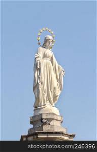 Sculpture of Virgin Mary in center of Lviv, Ukraine