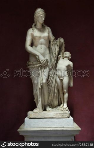 Sculpture of woman and child in the Vatican Museum, Rome, Italy.