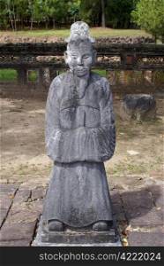 Sculpture on the ground of royal tomb near Hue in central Vietnam