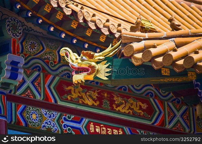 Sculpture on the roof of a temple, Da Zhao Temple, Hohhot, Inner Mongolia, China