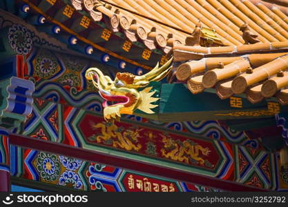 Sculpture on the roof of a temple, Da Zhao Temple, Hohhot, Inner Mongolia, China