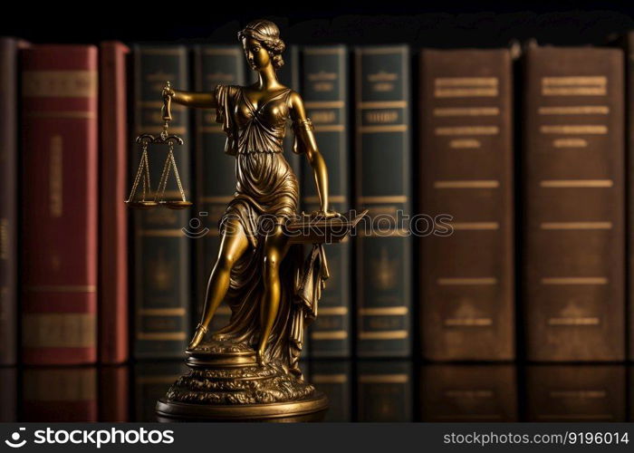 Sculptures of Themis, a symbol of justice in judge or lawyer interior. Neural network AI generated art. Sculptures of Themis, a symbol of justice in judge or lawyer interior. Neural network generated art