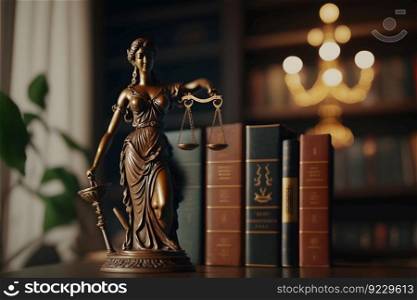 Sculptures of Themis, a symbol of justice in judge or lawyer interior. Neural network AI generated art. Sculptures of Themis, a symbol of justice in judge or lawyer interior. Neural network generated art