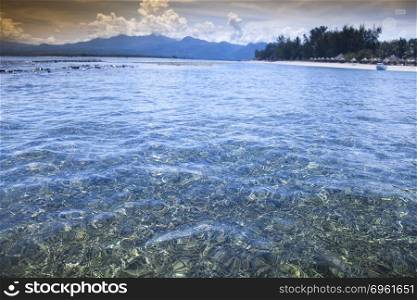 Sea and coastlines of Gili Air, Indonesia