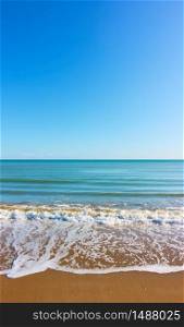 Sea and sandy beach with soft surf - Vertical background