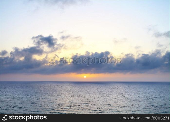 Sea and sky at sunset, may be used as background