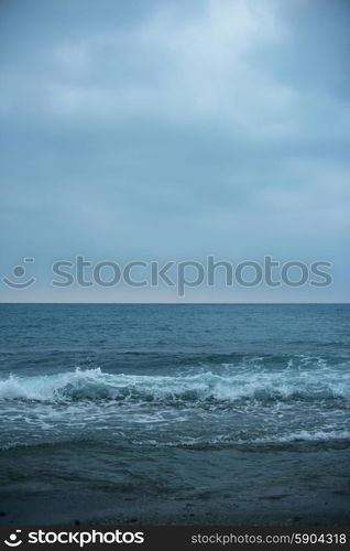 sea and sky. Blue sea with waves and sky