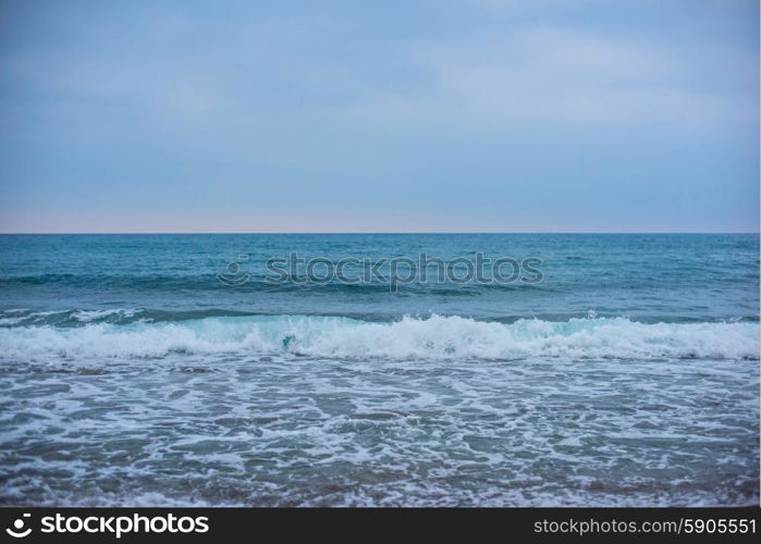 sea and sky. Blue sea with waves and sky