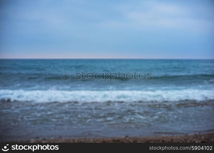 sea and sky. Blurred view from blue sea with waves and sky