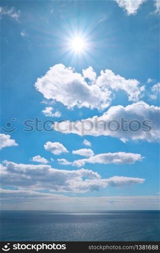 Sea and sky. Deep blue background nature composition.