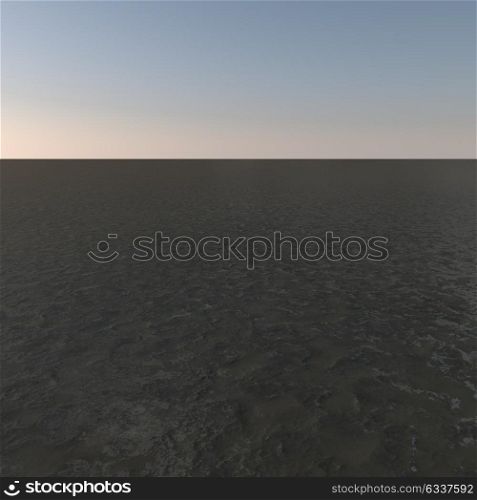 Sea background with sky, square image, 3d render