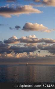 Sea, clouds and sailing off the coast of Majorca