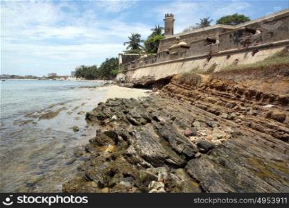 Sea, coast and fort in Pampatar, Venezuela