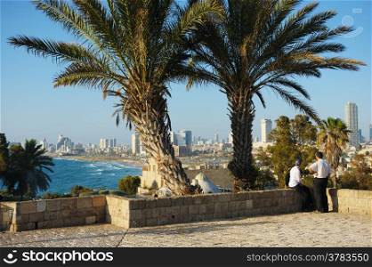 Sea coast and the view of the Tel Aviv from Old Jaffa
