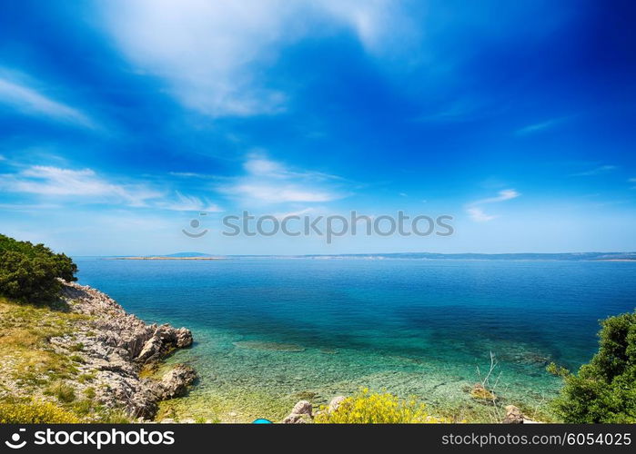 sea coast, mountains and rocks